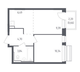 Планировка однокомнатной(квартира) площадью 35.42 квадратных метров в ЖК “ЖК Рублевский Квартал”