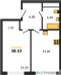 Планировка однокомнатной(квартира) площадью 38.1 квадратных метров в “ЖК Сиреневый парк”
