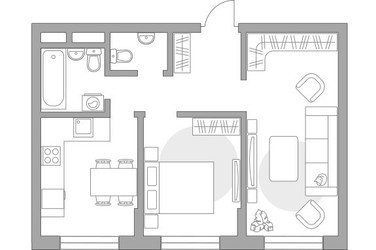 Планировка двухкомнатной(квартира) площадью 49.76 квадратных метров в ЖК “ЖК Живописный”