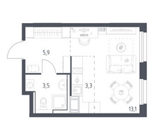 Планировка студии(квартира) площадью 25.6 квадратных метров в “ЖК Мытищи Парк”