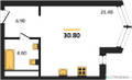 Планировка студии(квартира) площадью 30.8 квадратных метров в “ЖК Символ”