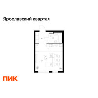 Планировка студии(квартира) площадью 28.9 квадратных метров в “Ярославский квартал”