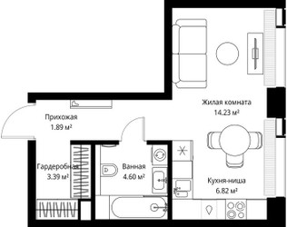 Планировка студии(квартира) площадью 30.93 квадратных метров в ЖК “ЖК Веер”