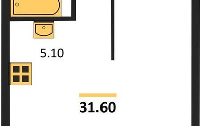 Планировка студии(квартира) площадью 31.6 квадратных метров в ЖК “ЖК Skolkovo ONE (Сколково Уан)”