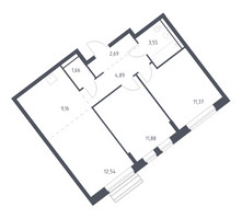 Планировка двухкомнатной(квартира) площадью 57.1 квадратных метров в “ЖК Рублевский Квартал”