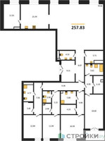 Планировка 4+ комнатной(квартира) площадью 257.83 квадратных метров в “ЖК LUCE (Люче)”