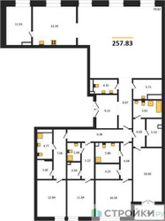 Планировка 4+ комнатной(квартира) площадью 257.83 квадратных метров в ЖК “ЖК LUCE (Люче)”