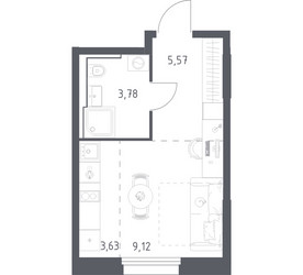 Планировка студии(квартира) площадью 22.1 квадратных метров в ЖК “ЖК Квартал Строгино”