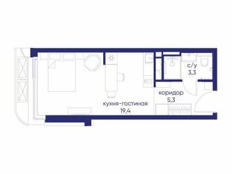 Планировка студии(квартира) площадью 28.02 квадратных метров в ЖК “ЖК Остров”