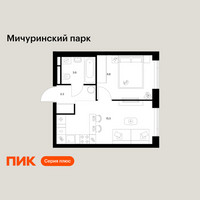 Планировка однокомнатной(квартира) площадью 32.2 квадратных метров в “ЖК Мичуринский Парк”
