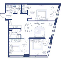 Планировка трехкомнатной(квартира) площадью 82.8 квадратных метров в “ЖК Свет”