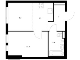 Планировка однокомнатной(квартира) площадью 34.7 квадратных метров в “ЖК Ильинские луга”