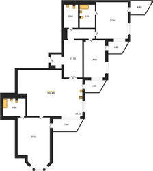 Планировка трехкомнатной(квартира) площадью 214 квадратных метров в ЖК “ЖК Вавилово”