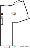 Планировка двухкомнатной(квартира) площадью 71.1 квадратных метров в “ЖК Римский”