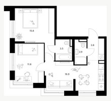 Планировка двухкомнатной(квартира) площадью 54.7 квадратных метров в “ЖК Зеленый парк”