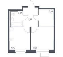 Планировка однокомнатной(квартира) площадью 35.83 квадратных метров в “ЖК Молжаниново”