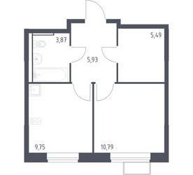 Планировка однокомнатной(квартира) площадью 35.83 квадратных метров в ЖК “ЖК Молжаниново”