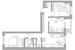 Планировка трехкомнатной(квартира) площадью 68.08 квадратных метров в “ЖК Ильинойс”