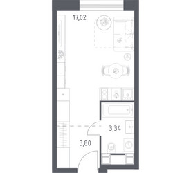 Планировка студии(апартаменты) площадью 24.16 квадратных метров в ЖК “ЖК Пятницкое 58 (Перец)”