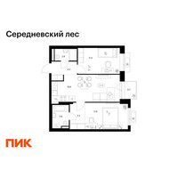 Планировка двухкомнатной(квартира) площадью 58 квадратных метров в “ЖК Середневский лес”