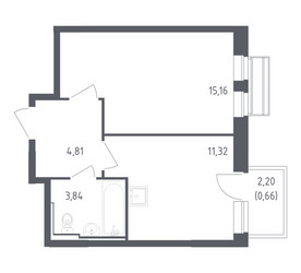 Планировка однокомнатной(квартира) площадью 35.79 квадратных метров в ЖК “ЖК Рублевский Квартал”