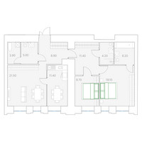 Планировка двухкомнатной(квартира) площадью 101.3 квадратных метров в “Клубный дом Дуо”