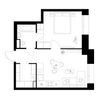 Планировка однокомнатной(квартира) площадью 39.1 квадратных метров в “ЖК Онежский вал”