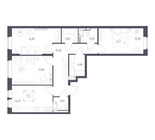 Планировка трехкомнатной(квартира) площадью 78.15 квадратных метров в “ЖК Большое Путилково”