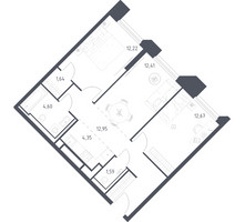 Планировка двухкомнатной(апартаменты) площадью 62.9 квадратных метров в “ЖК Скай Спутник”