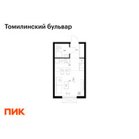 Планировка студии(квартира) площадью 23 квадратных метров в “ЖК Томилинский бульвар”