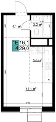 Планировка студии(квартира) площадью 29 квадратных метров в ЖК “ЖК Одинцово Сити”