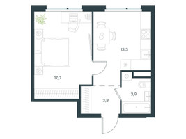 Планировка однокомнатной(квартира) площадью 38 квадратных метров в “ЖК Левел Лесной”