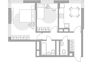 Планировка двухкомнатной(квартира) площадью 50.26 квадратных метров в “ЖК Императорские Мытищи”