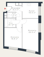 Планировка двухкомнатной(квартира) площадью 62.5 квадратных метров в “ЖК Ривер Парк Коломенский”