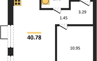 Планировка однокомнатной(квартира) площадью 40.78 квадратных метров в ЖК “ЖК Молжаниново”