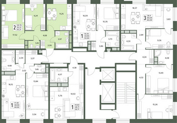 Планировка двухкомнатной(квартира) площадью 50.21 квадратных метров в ЖК “ЖК Городской бор”