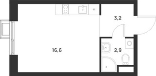 Планировка студии(квартира) площадью 22.7 квадратных метров в “ЖК Форевиль”