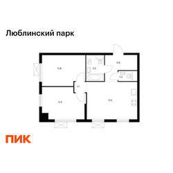 Планировка двухкомнатной(квартира) площадью 52.3 квадратных метров в ЖК “ЖК Люблинский парк”