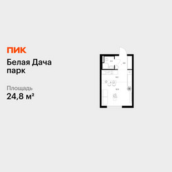 Планировка студии(квартира) площадью 24.8 квадратных метров в ЖК “ЖК Белая Дача парк”