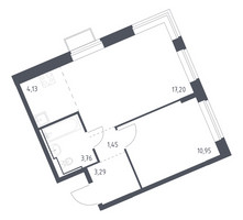 Планировка однокомнатной(квартира) площадью 40.78 квадратных метров в “ЖК Молжаниново”