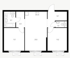 Планировка двухкомнатной(квартира) площадью 58.4 квадратных метров в “ЖК Амурский парк”