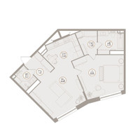 Планировка двухкомнатной(апартаменты) площадью 72.34 квадратных метров в “ЖК D'ORO MILLE (Доро Милле)”