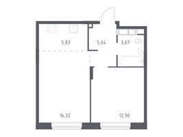Планировка однокомнатной(квартира) площадью 44.1 квадратных метров в “ЖК Новоград Павлино”