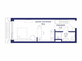 Планировка студии(квартира) площадью 28.52 квадратных метров в “ЖК Остров”