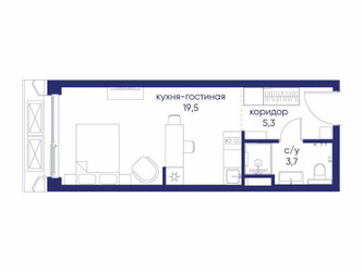 Планировка студии(квартира) площадью 28.52 квадратных метров в ЖК “ЖК Остров”