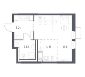 Планировка студии(квартира) площадью 27.22 квадратных метров в ЖК “ЖК Большое Путилково”