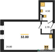 Планировка студии(квартира) площадью 32 квадратных метров в “ЖК МАРК”