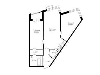 Планировка трехкомнатной(квартира) площадью 92.8 квадратных метров в ЖК “ЖК Клубный дом Точка отсчета”