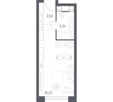 Планировка студии(апартаменты) площадью 22.38 квадратных метров в “ЖК Пятницкое 58 (Перец)”
