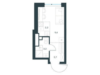 Планировка студии(квартира) площадью 18.5 квадратных метров в ЖК “ЖК Левел Мичуринский”